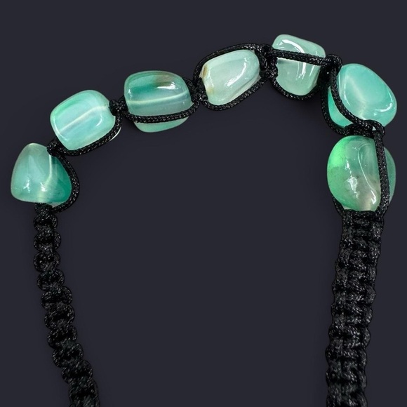 Green Striped Agate Adjustable Gemstone Bead Bracelet - Picture 3 of 5